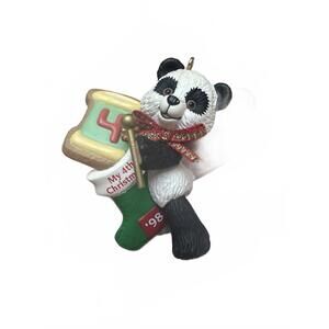 Hallmark Vintage Keepsake 1998 My 4th Christmas Panda Ornament Birthday Holiday